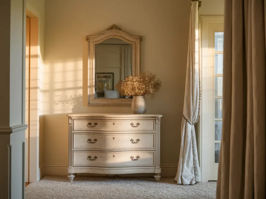 Vintage bedroom dresser with antique-style