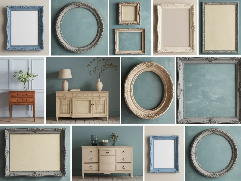 Vintage soft mood board collage with muted