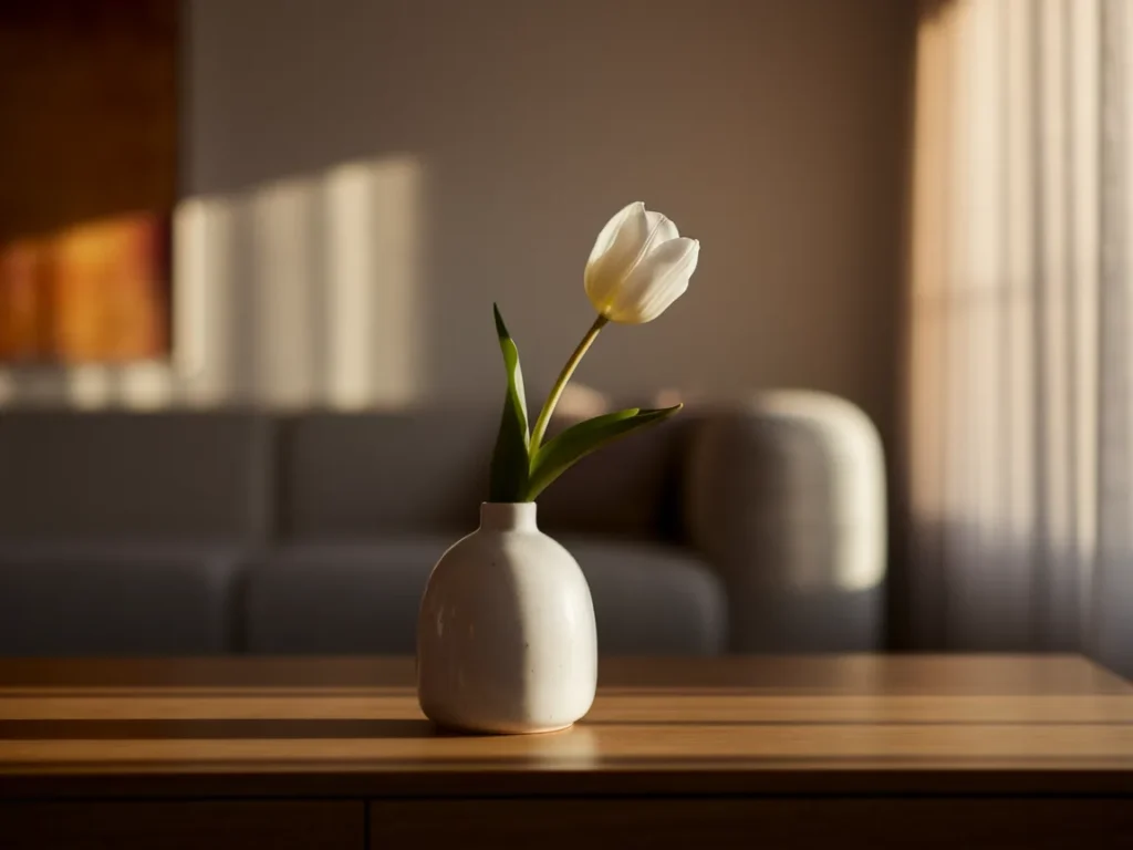 White tulips in a minimalist vase