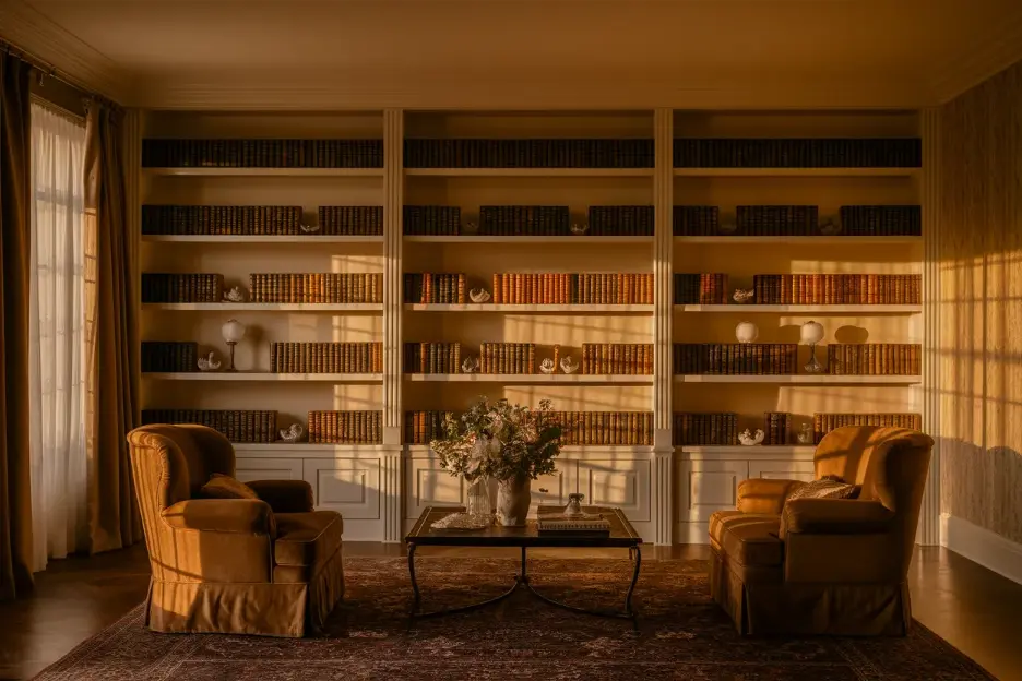 built-in bookshelf styling