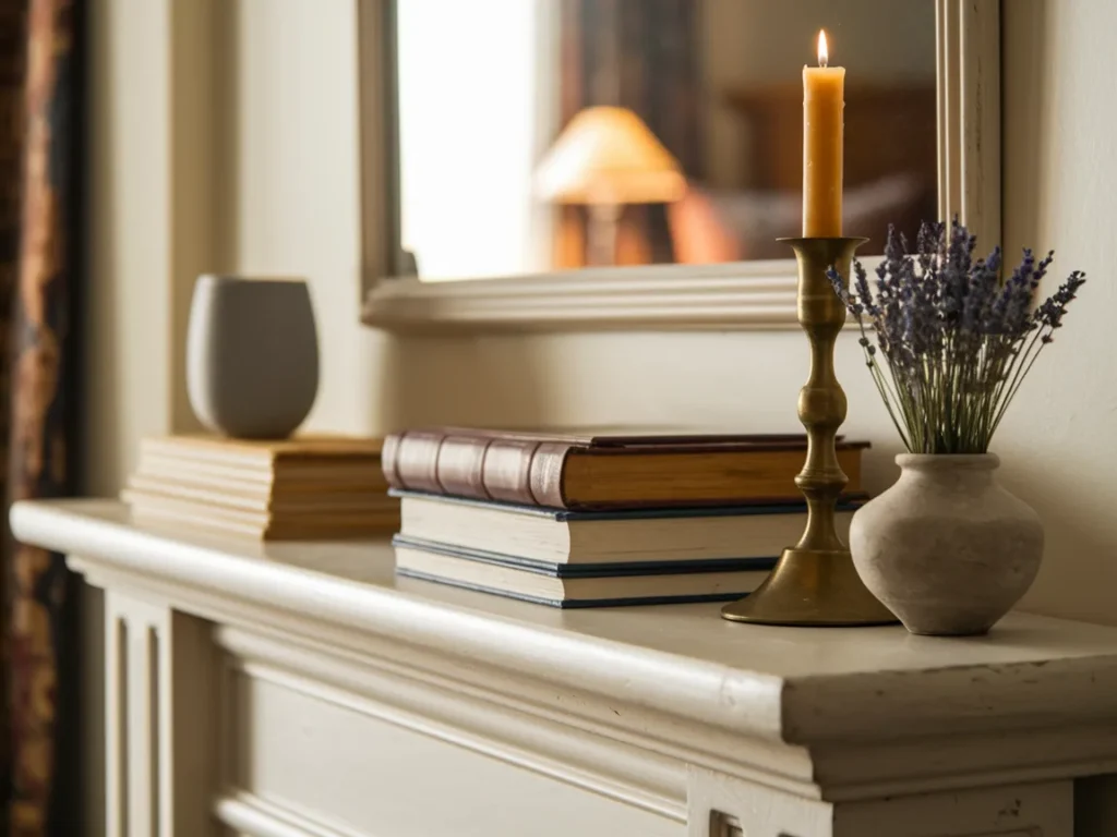 clutter-free mantel styled with minimal decor pieces