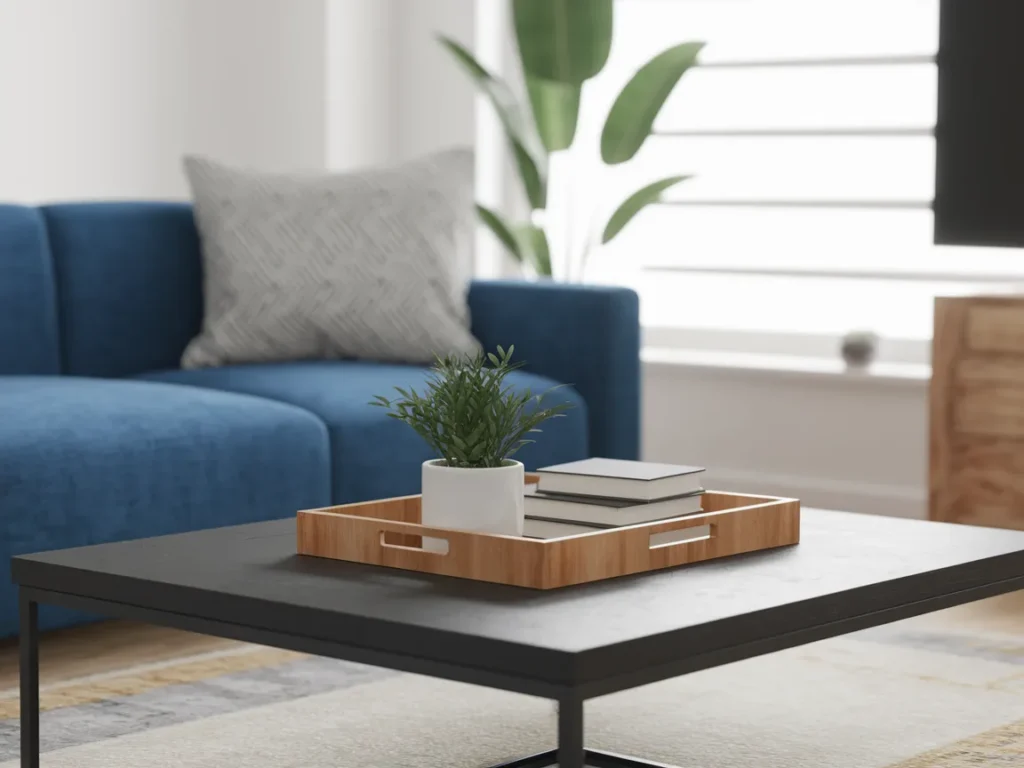 coffee table styling with tray