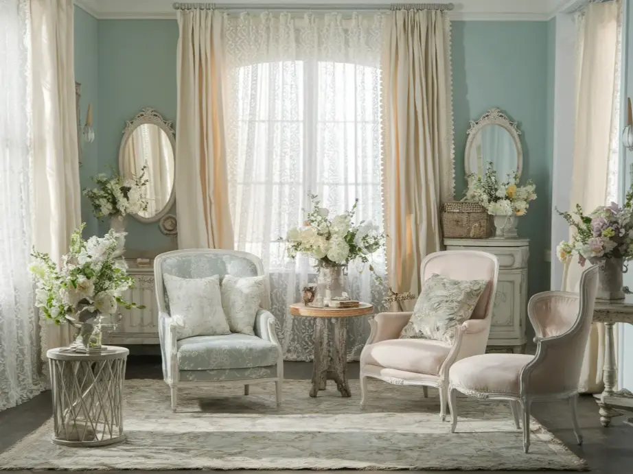 final overview shot of a beautiful shabby chic room