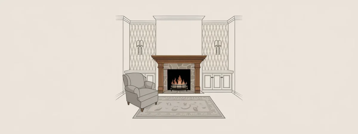 fireplace wall drawing