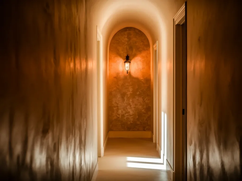 hallway with doors painted 