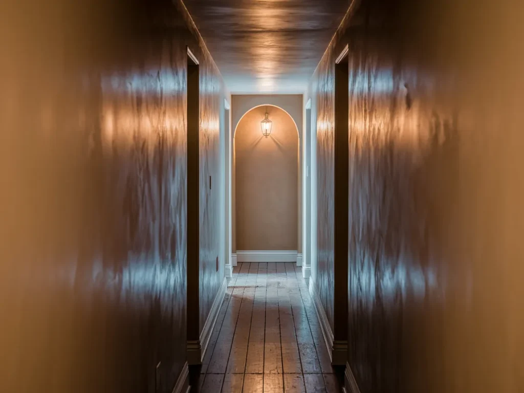 hallway with subtle accent wall 