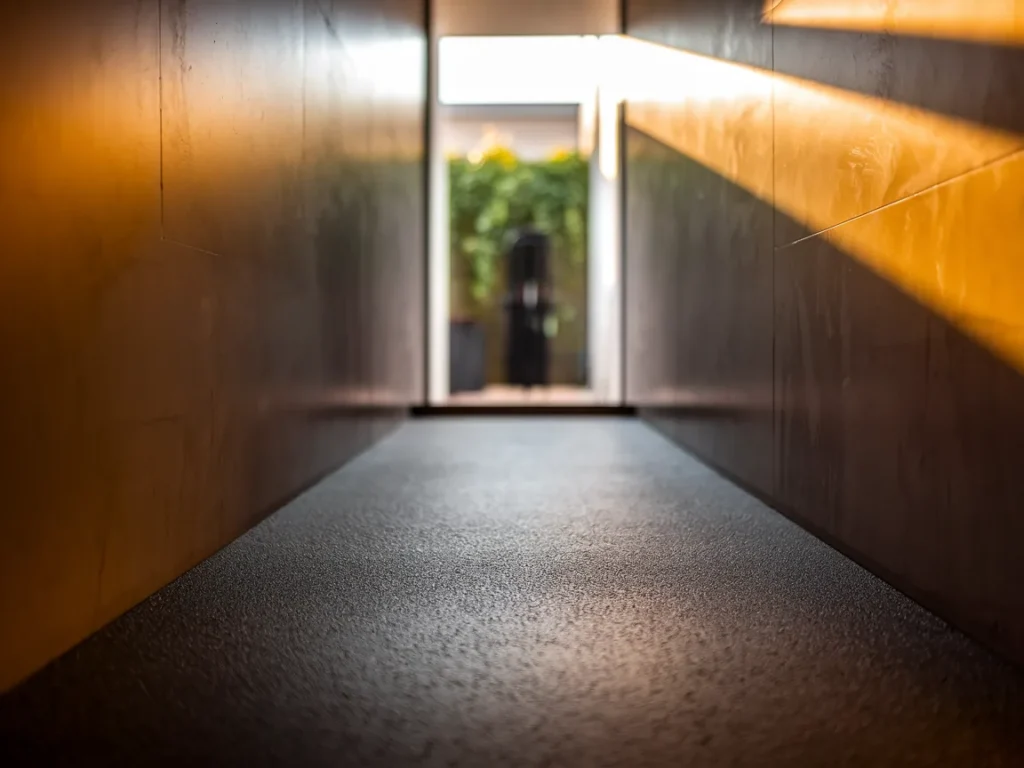 home gym with rubber runner flooring path