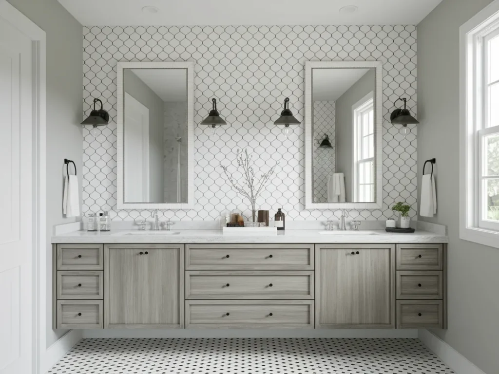 large bathroom mirror with a newly installed