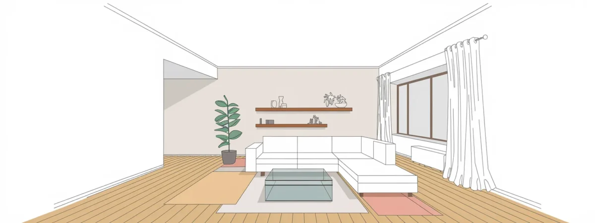 living room perspective sketch