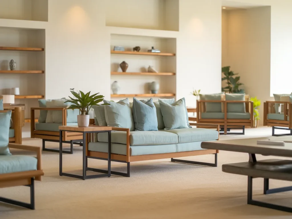 living room with floating furniture