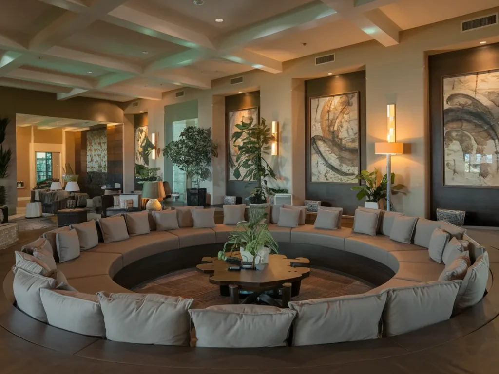 living room with modern conversation pit seating