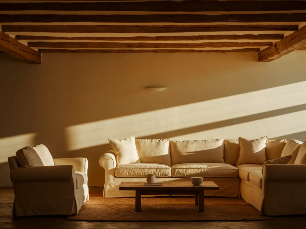 living room with neutral palette