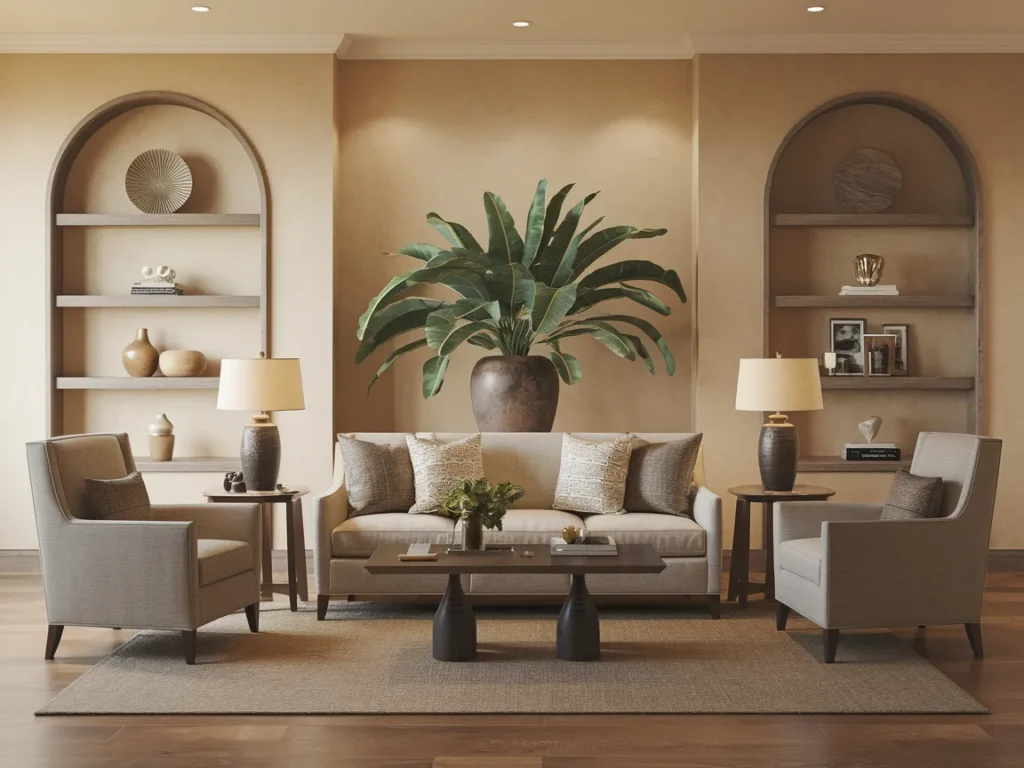 living room with symmetrical furniture