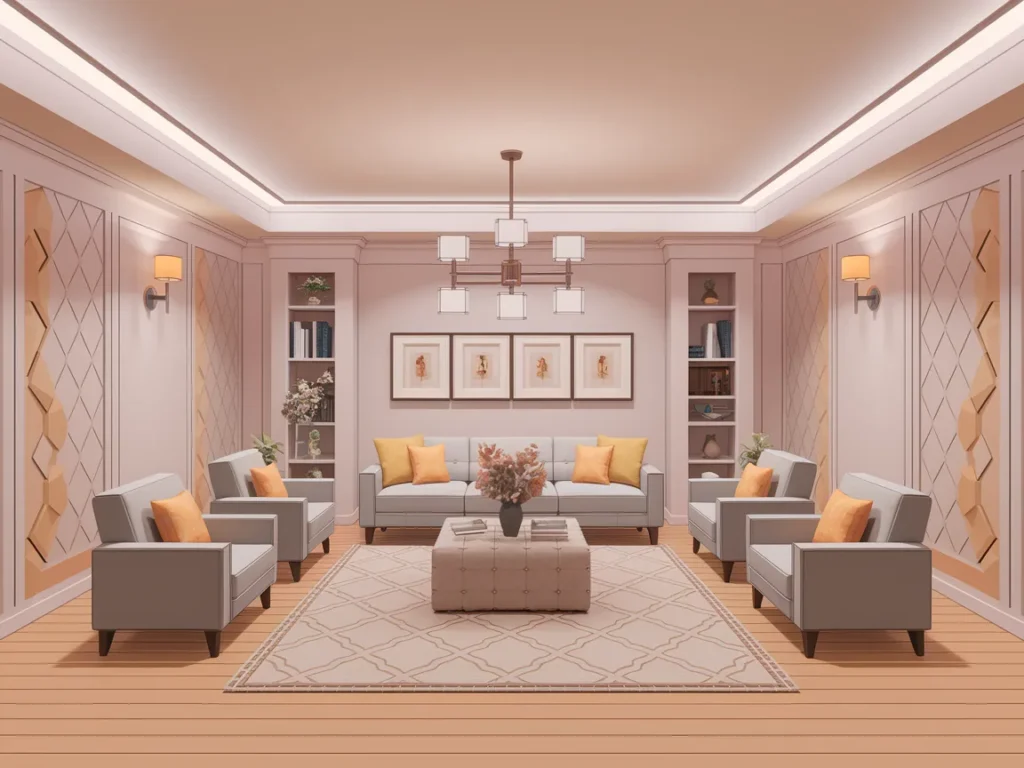 living room with symmetrical furniture placement
