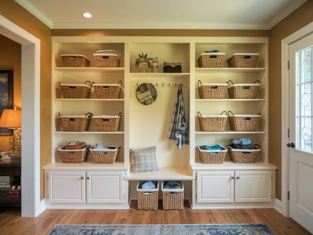 Shoe drawer open showing organized footwear,