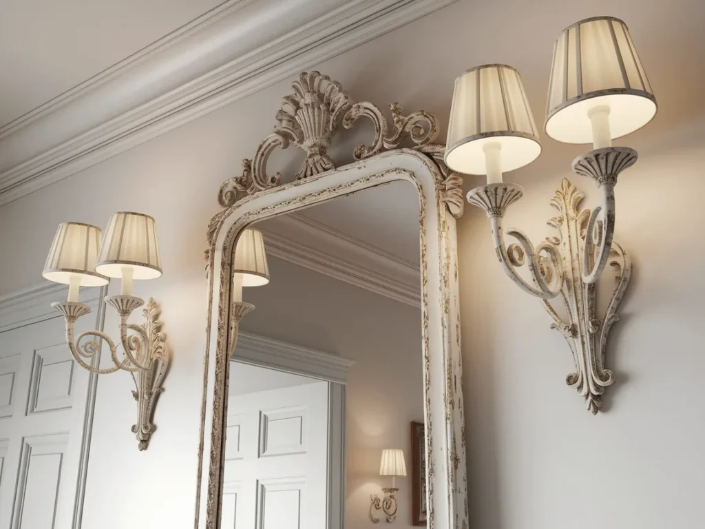  pair of elegant shabby chic wrought iron wall sconces