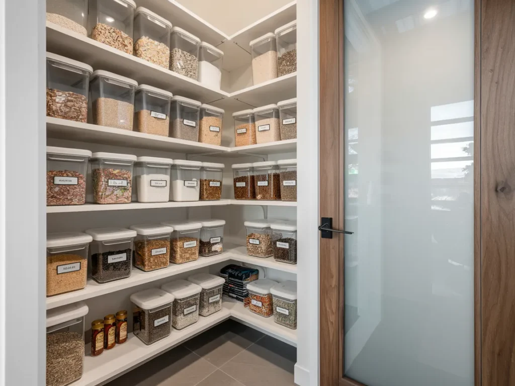 pantry with bulk items decanted