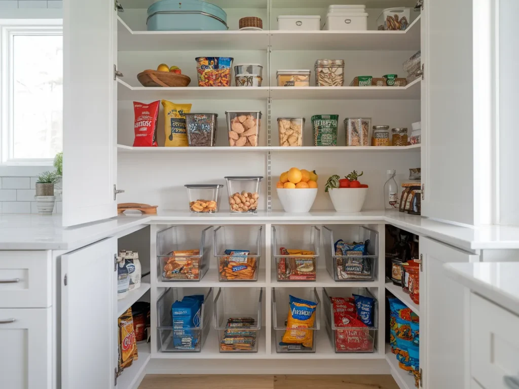 pantry with lower shelf snack