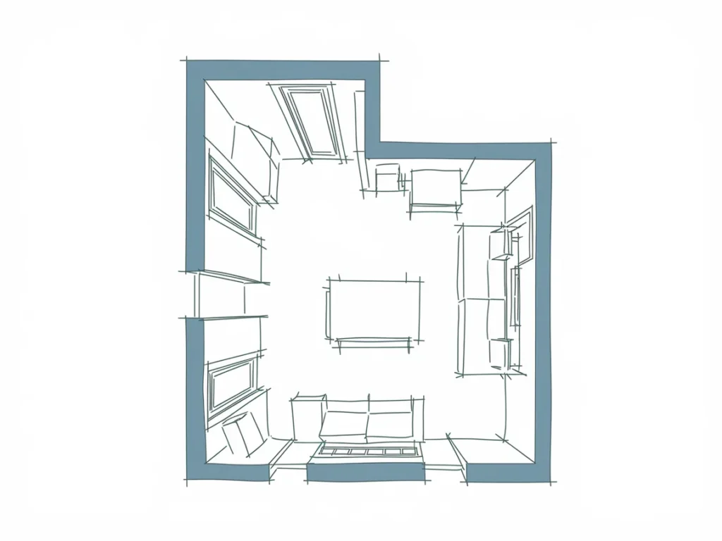 rectangular apartment living room