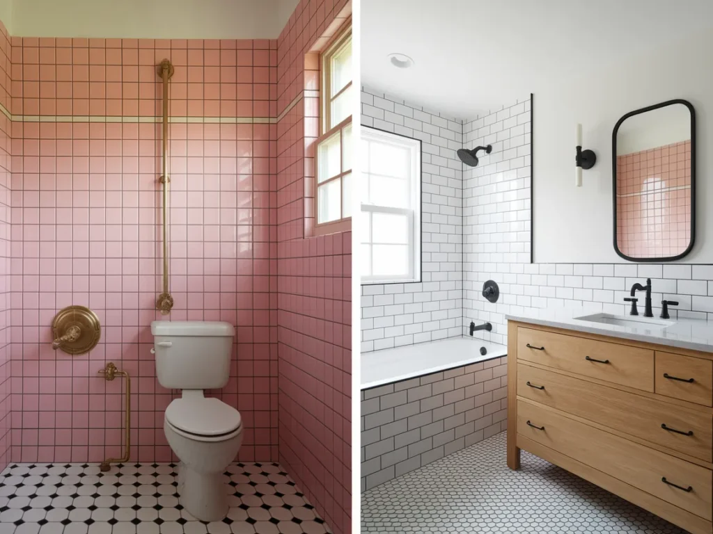stunning before-and-after bathroom transformation showing