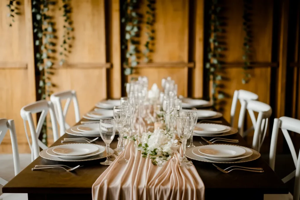 wedding table with matching runner