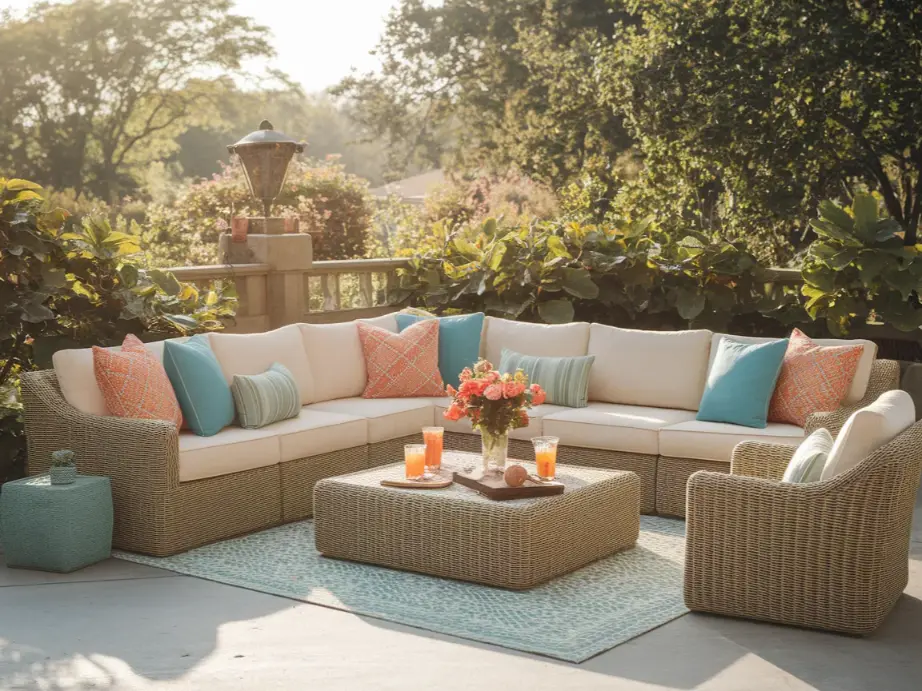 Comfortable outdoor sectional sofa with deep cushions