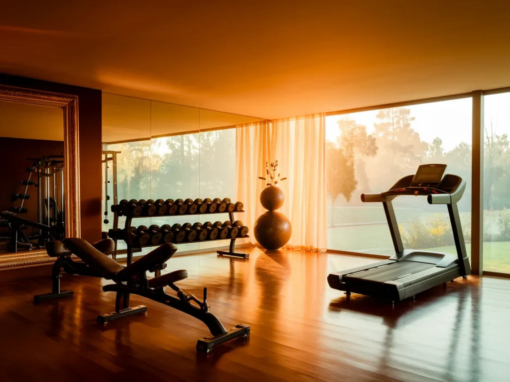 Home gym with distinct zones