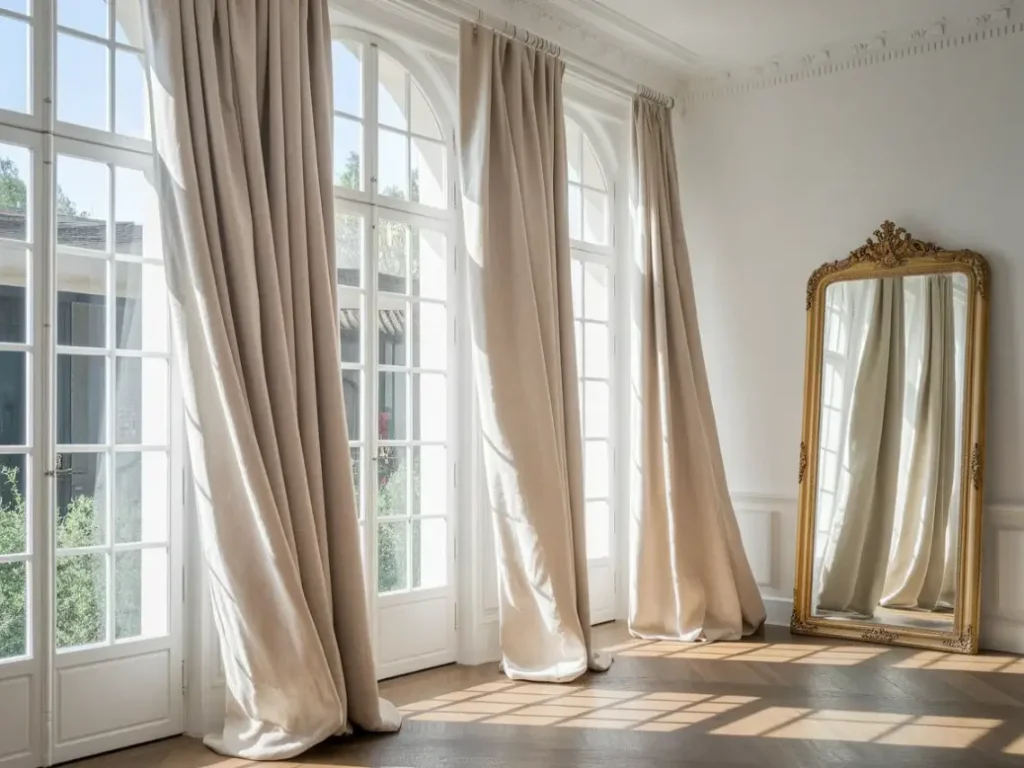 Large French windows with white frames