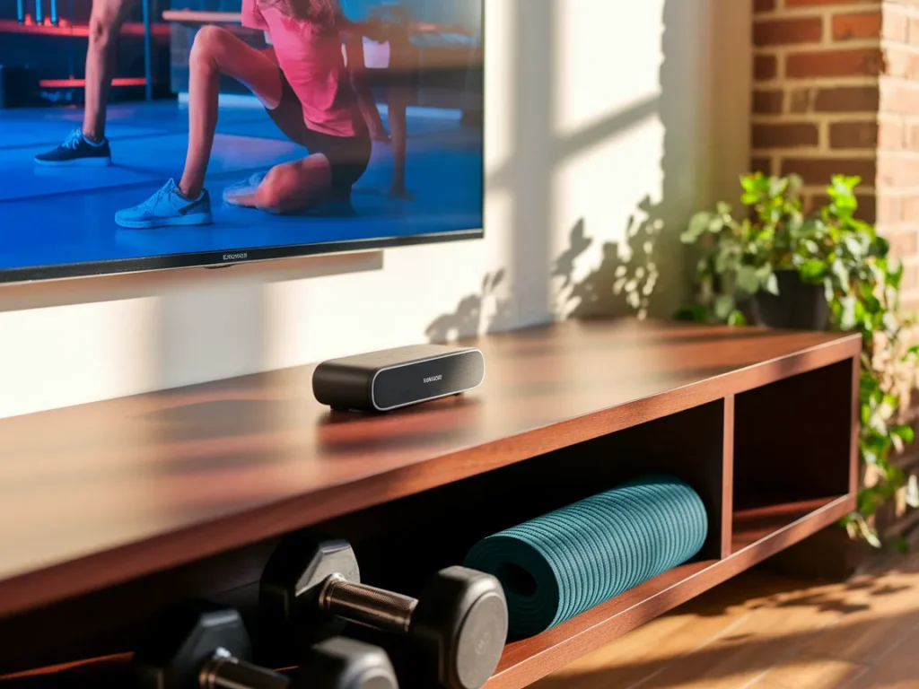 Modern home gym with wall-mounted