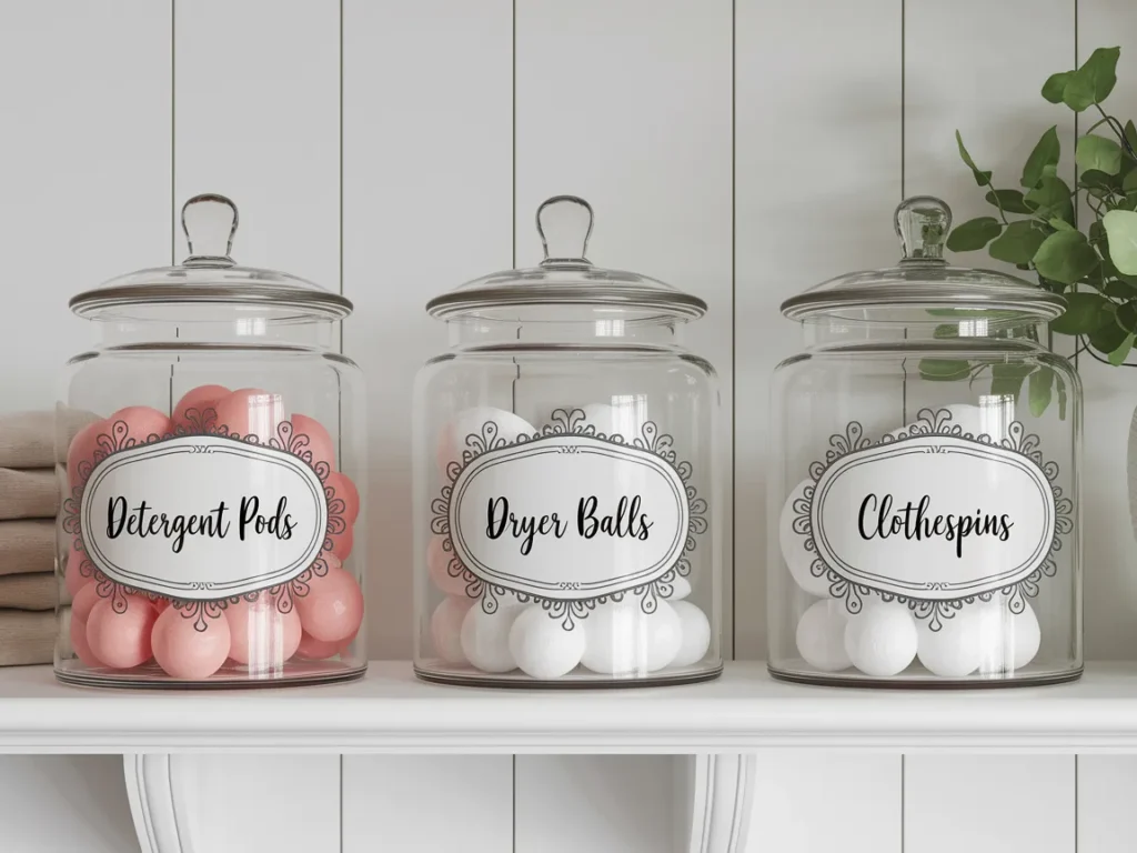 Three matching glass apothecary jars