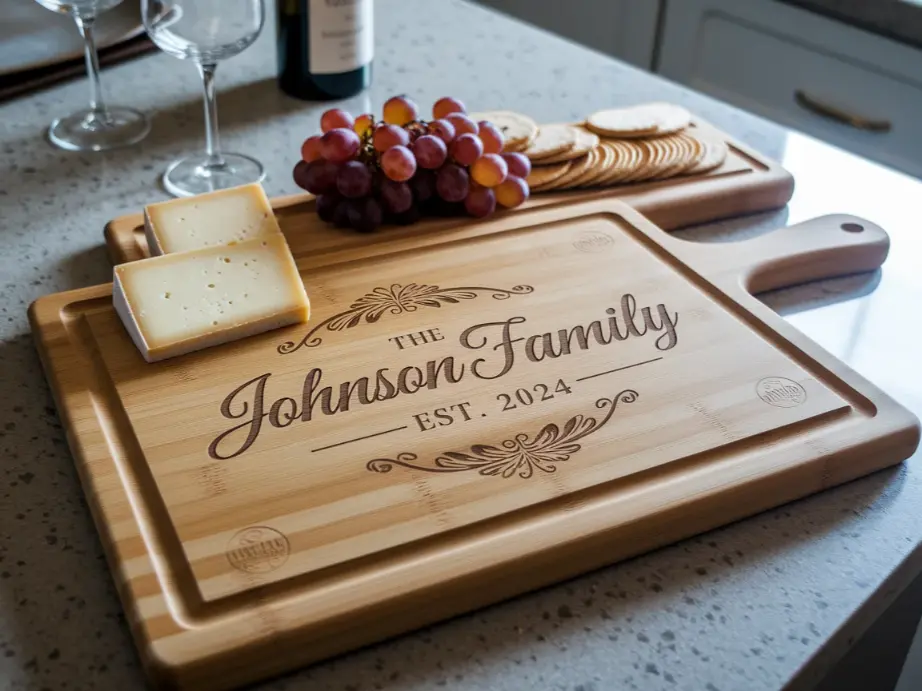 bamboo cutting board with The Johnson Family Est. 2024