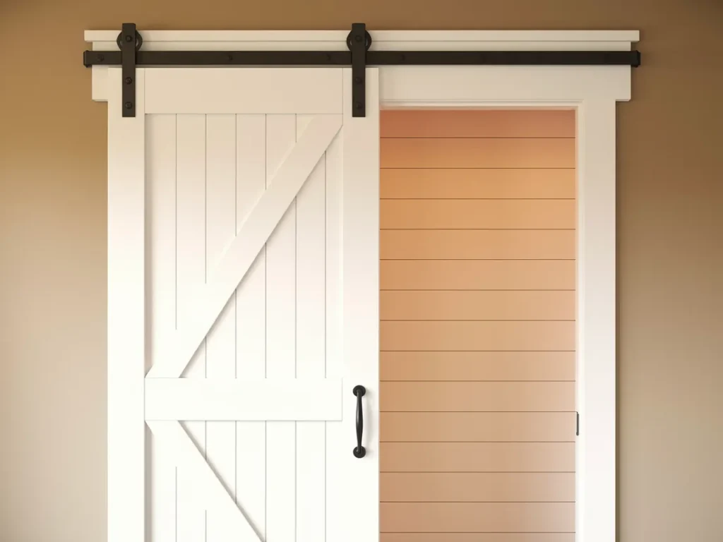 beautiful white-painted barn door with traditional