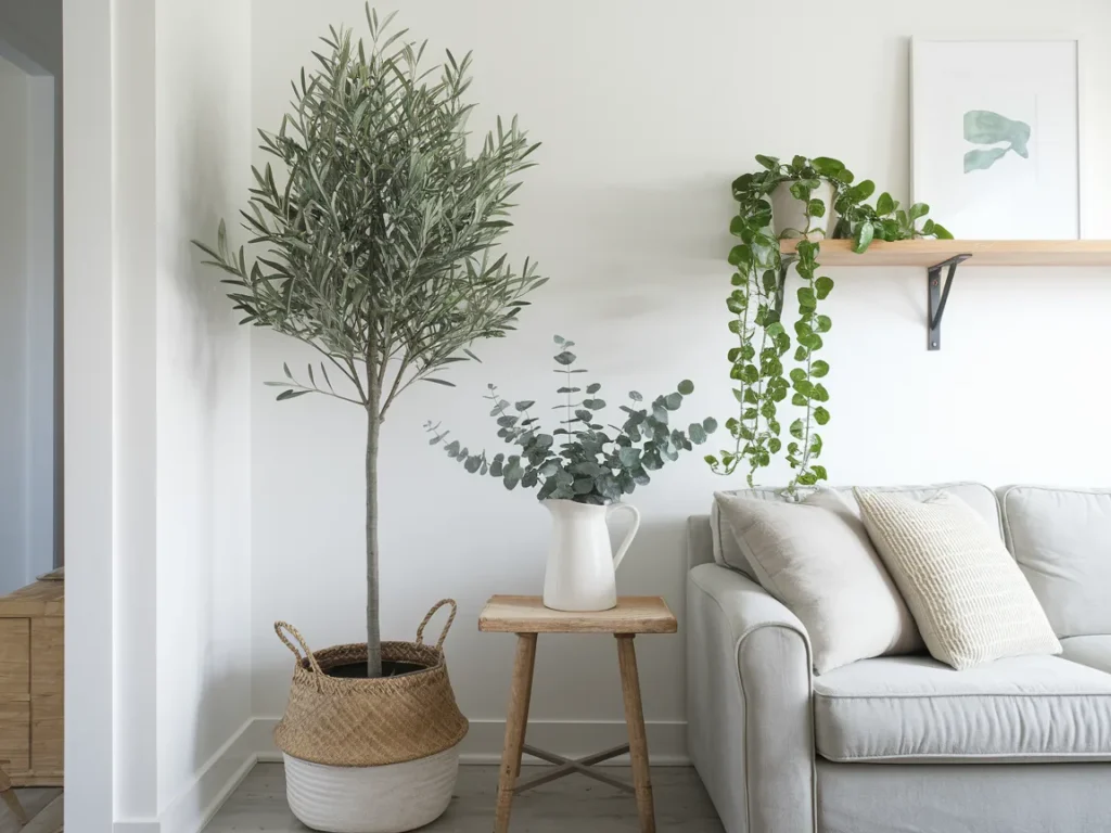 bright farmhouse living room corner featuring