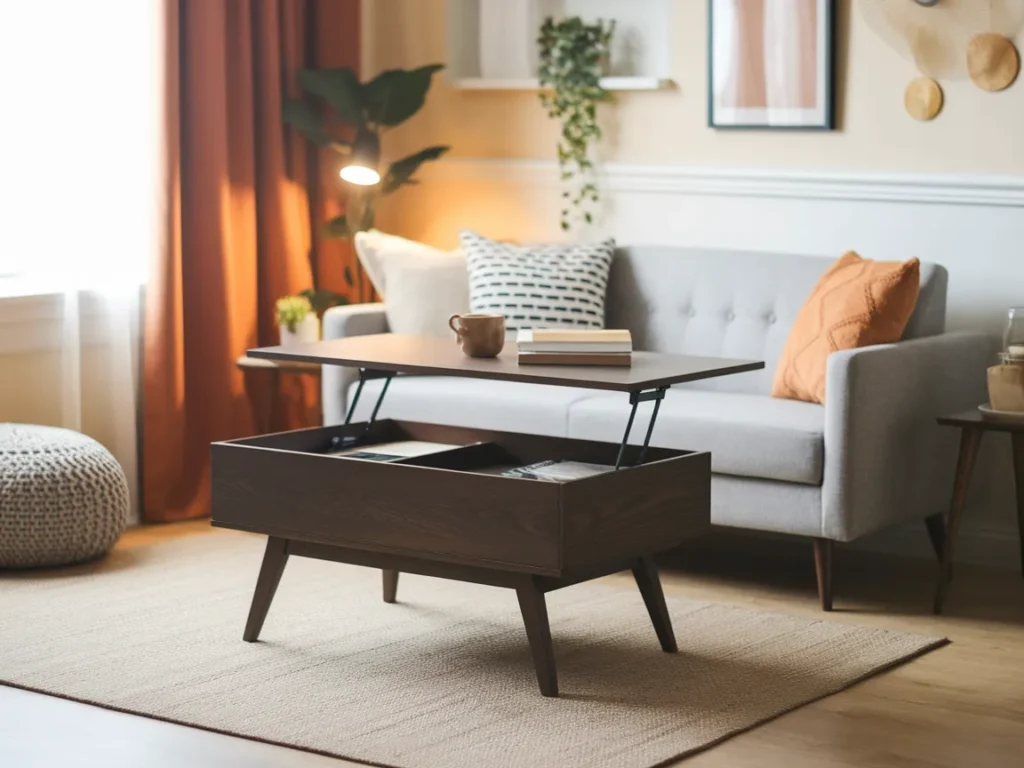 cozy studio living area featuring a stylish lift-