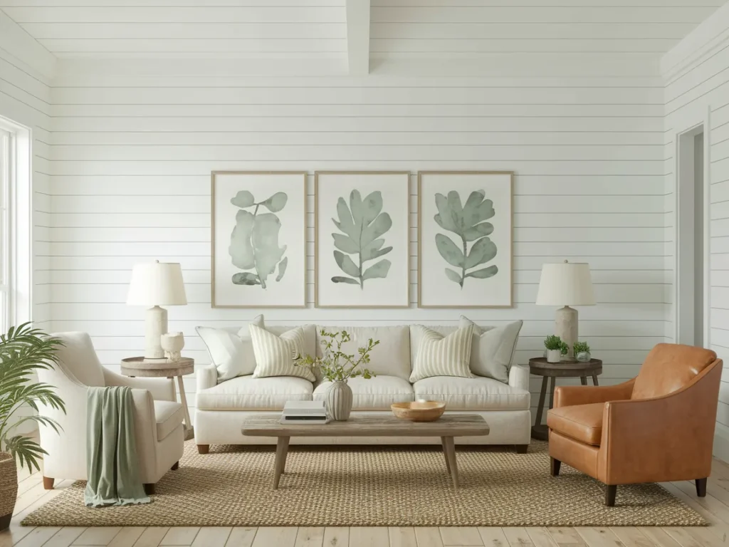 farmhouse living room showcasing a sophisticated