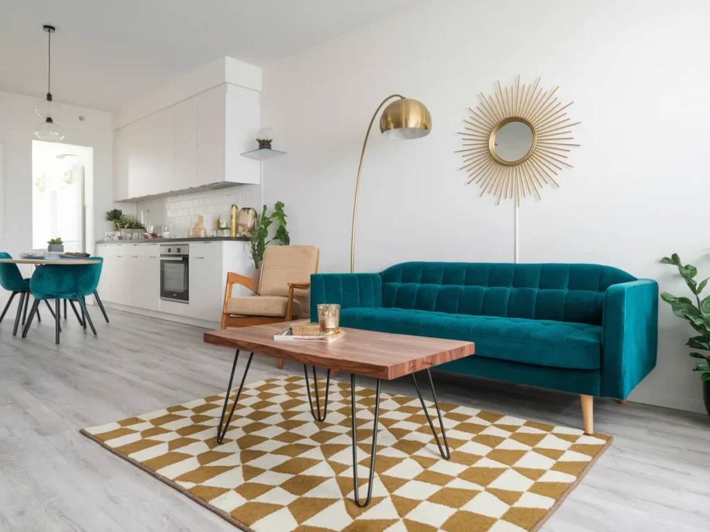 mid-century modern apartment living room