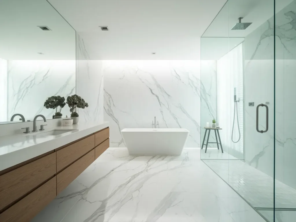 minimalist bathroom with very large-format