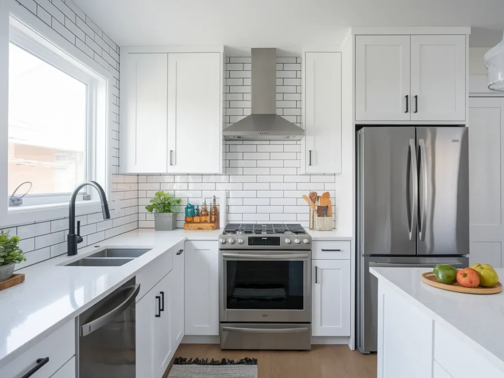  modern small kitchen featuring a counte