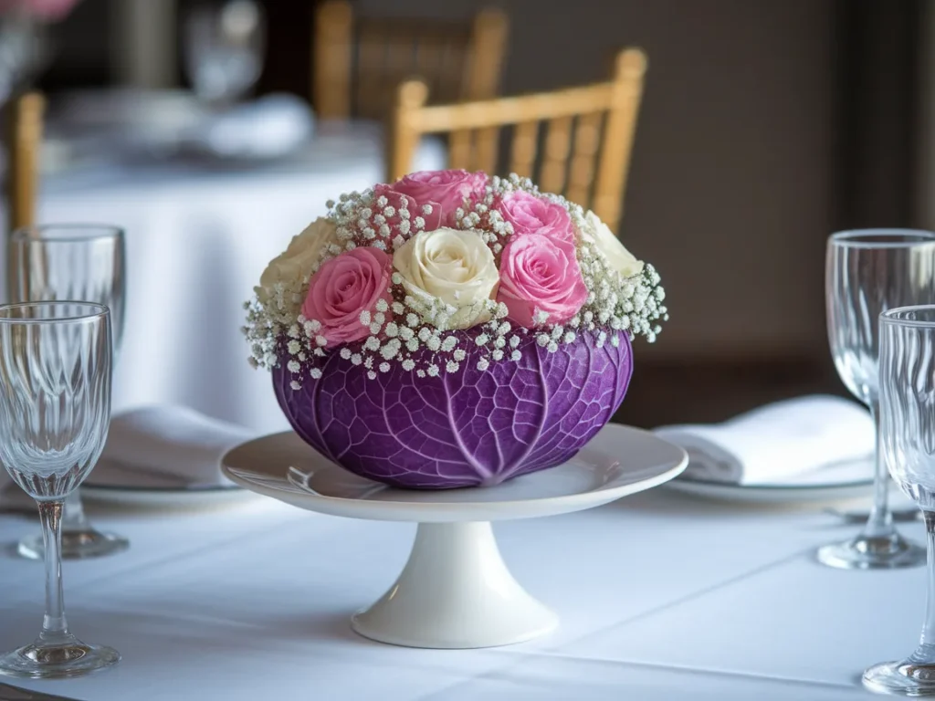 purple cabbage hollowed out and filled