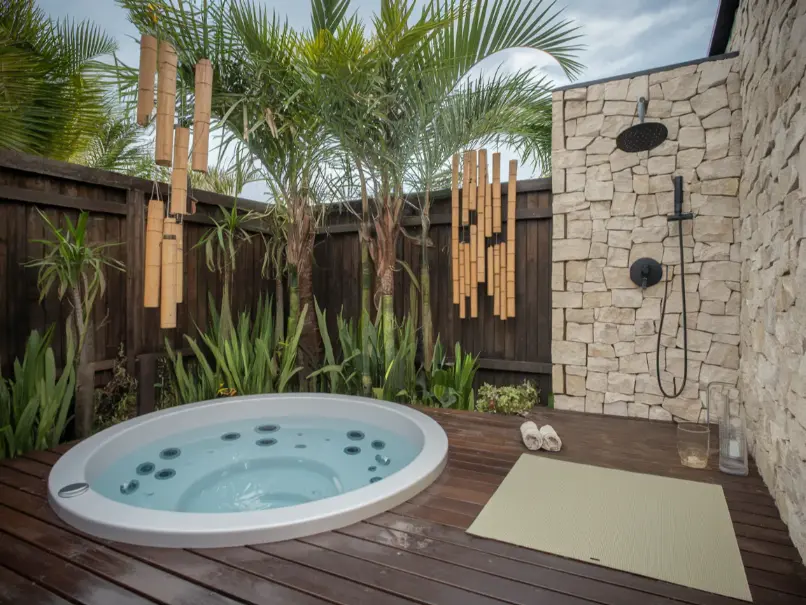 serene wellness corner with a 2 person jacuzzi
