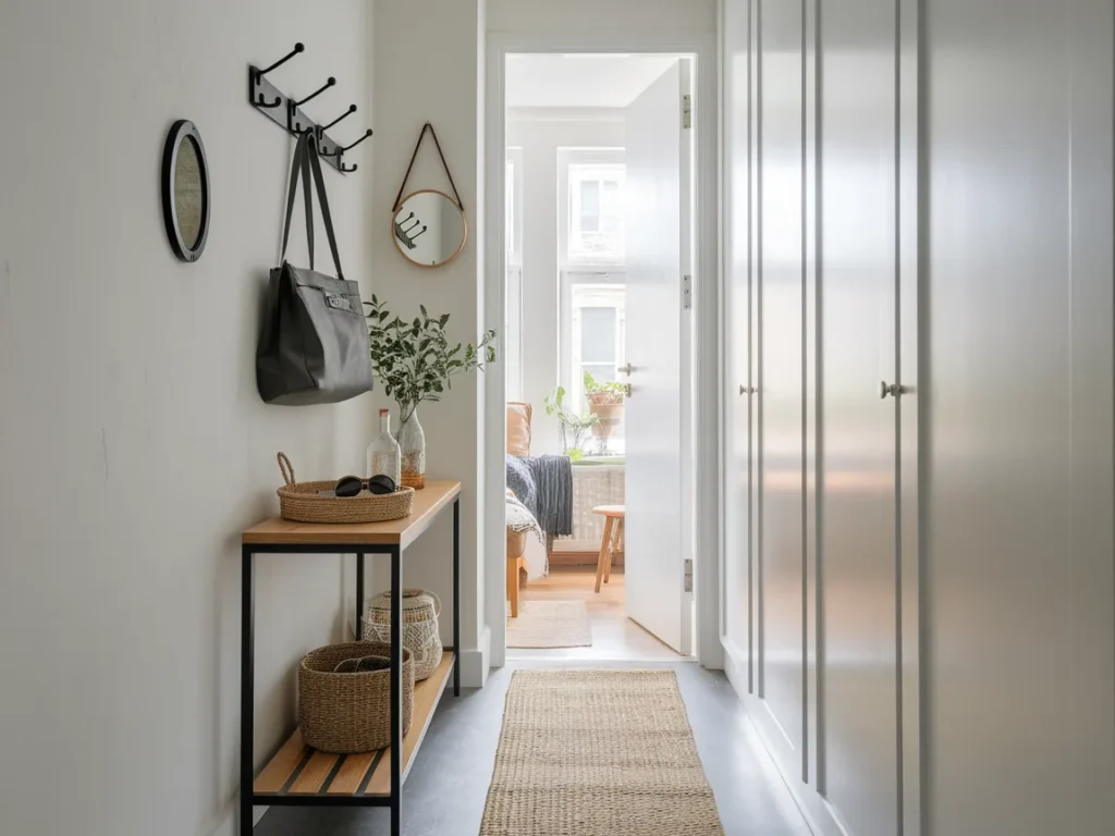 small entryway area in a studio apartment