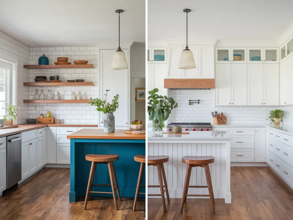 split image showing budget-friendly materials 