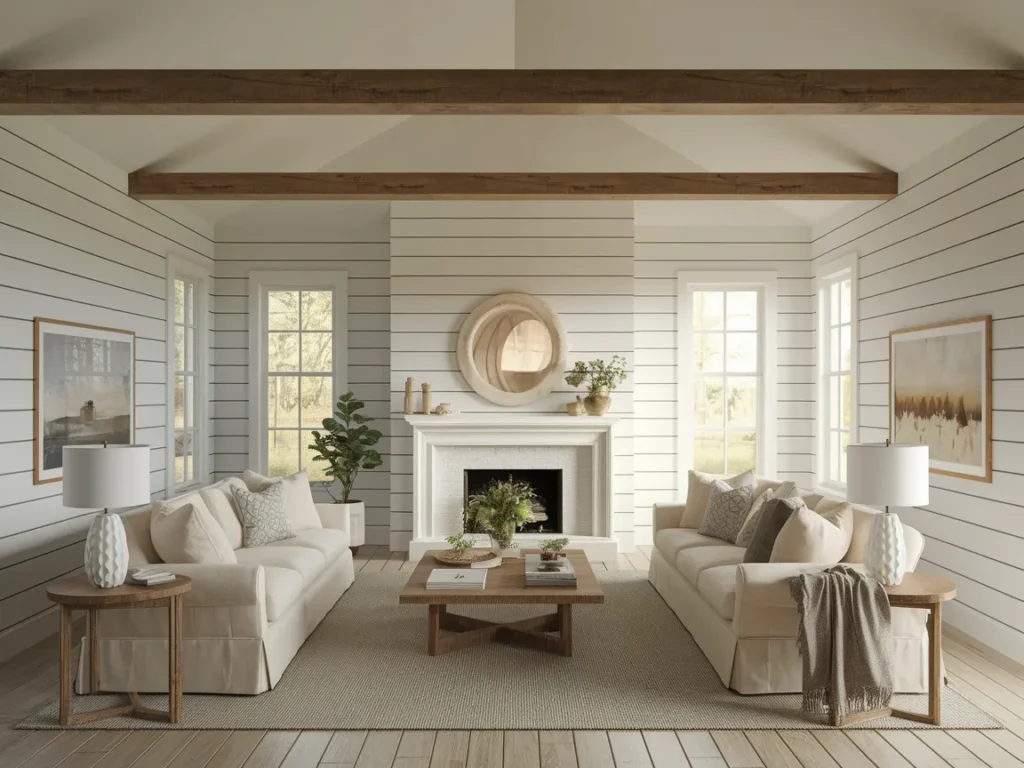 wide shot of a beautifully complete farmhouse