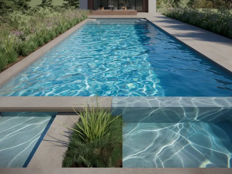 hybrid natural pool with crystal-clear blue water