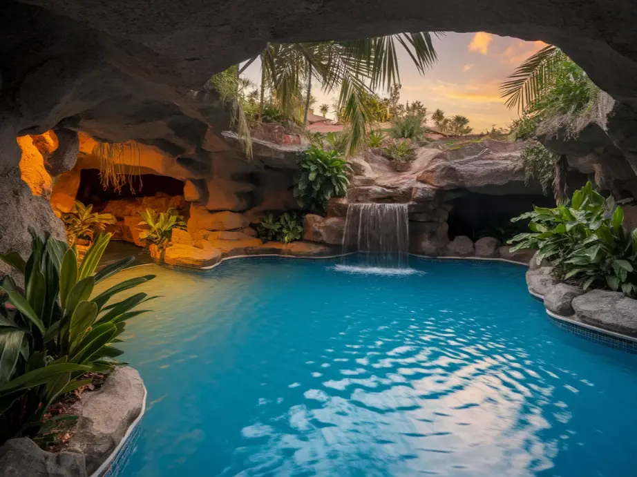 tropical lagoon-style natural pool