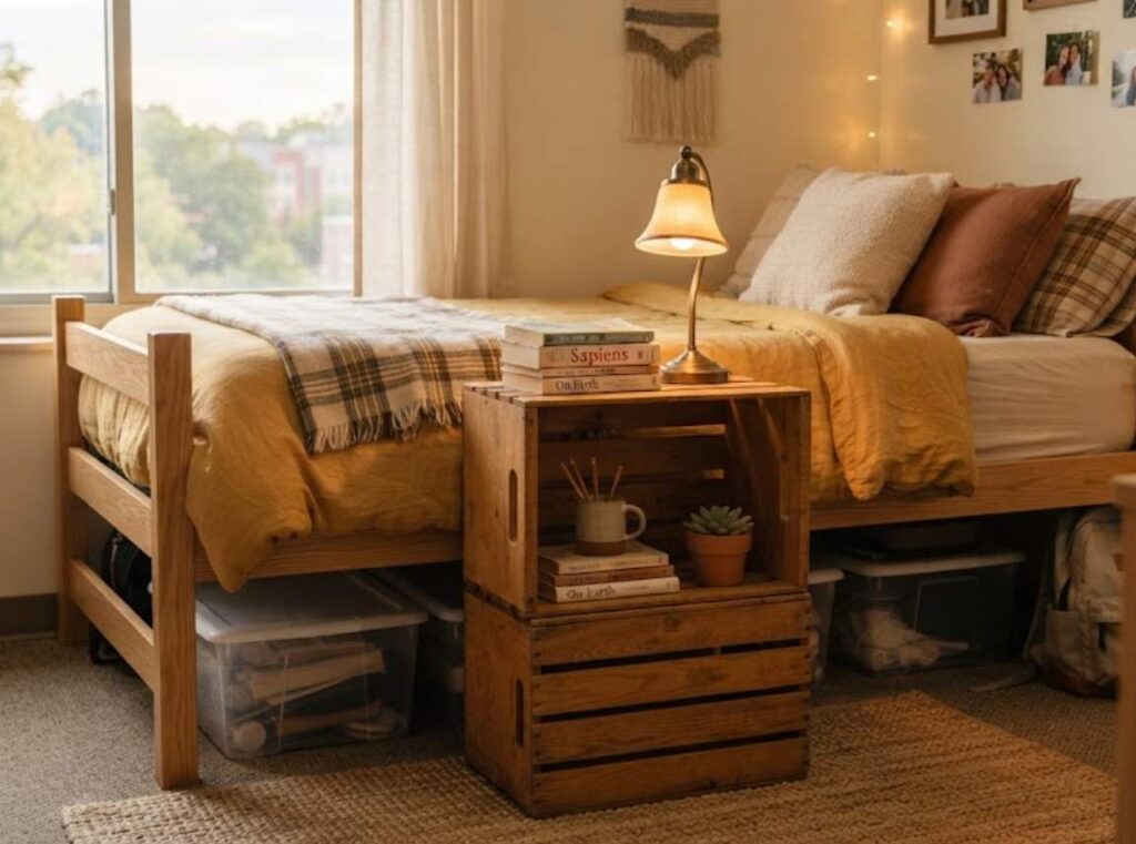 two stacked wooden crates