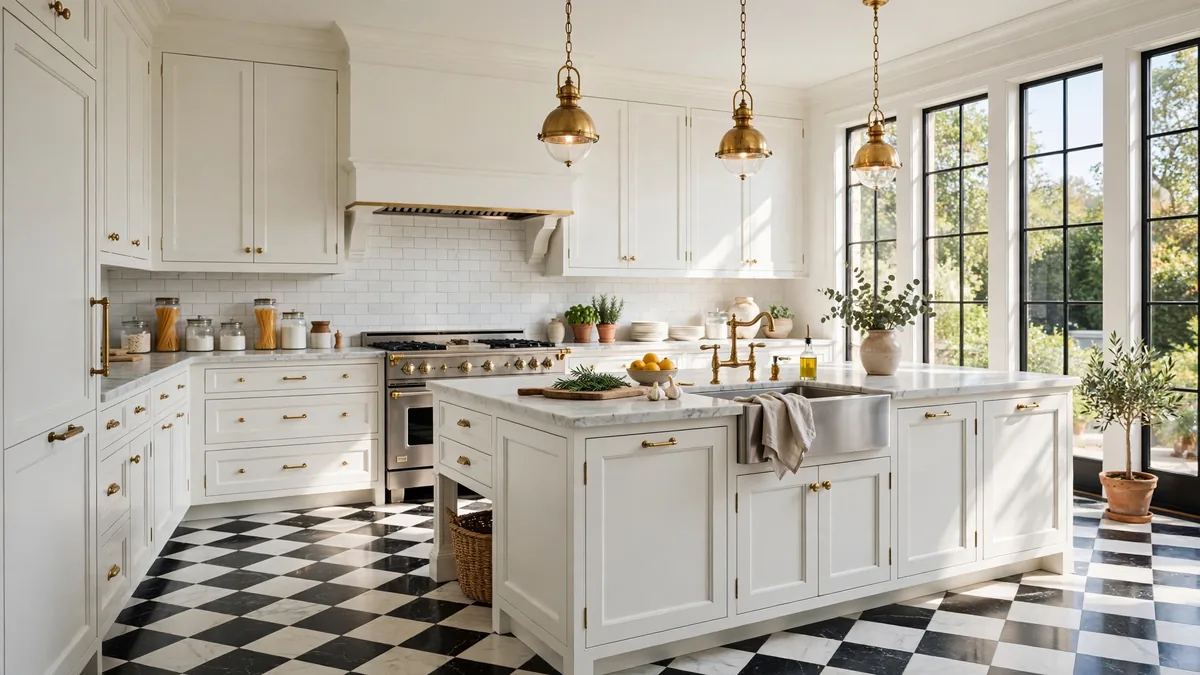 Featured image: 18 Marble Checkerboard Floor Ideas for a Timeless Kitchen
