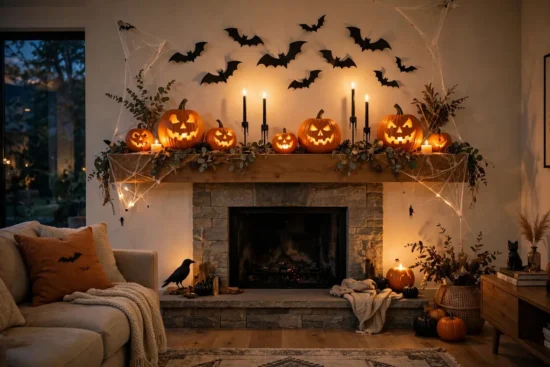 Featured image: 15 Halloween Mantel Decor Ideas for a Spooky Living Room