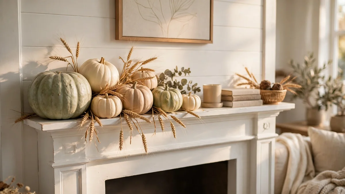 1. Style Neutral Pumpkins on the Mantel or Shelves