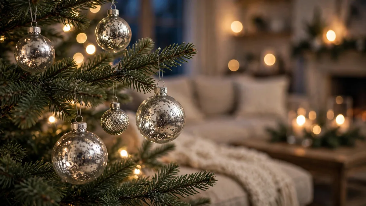 1. Mercury Glass Ornaments on the Tree